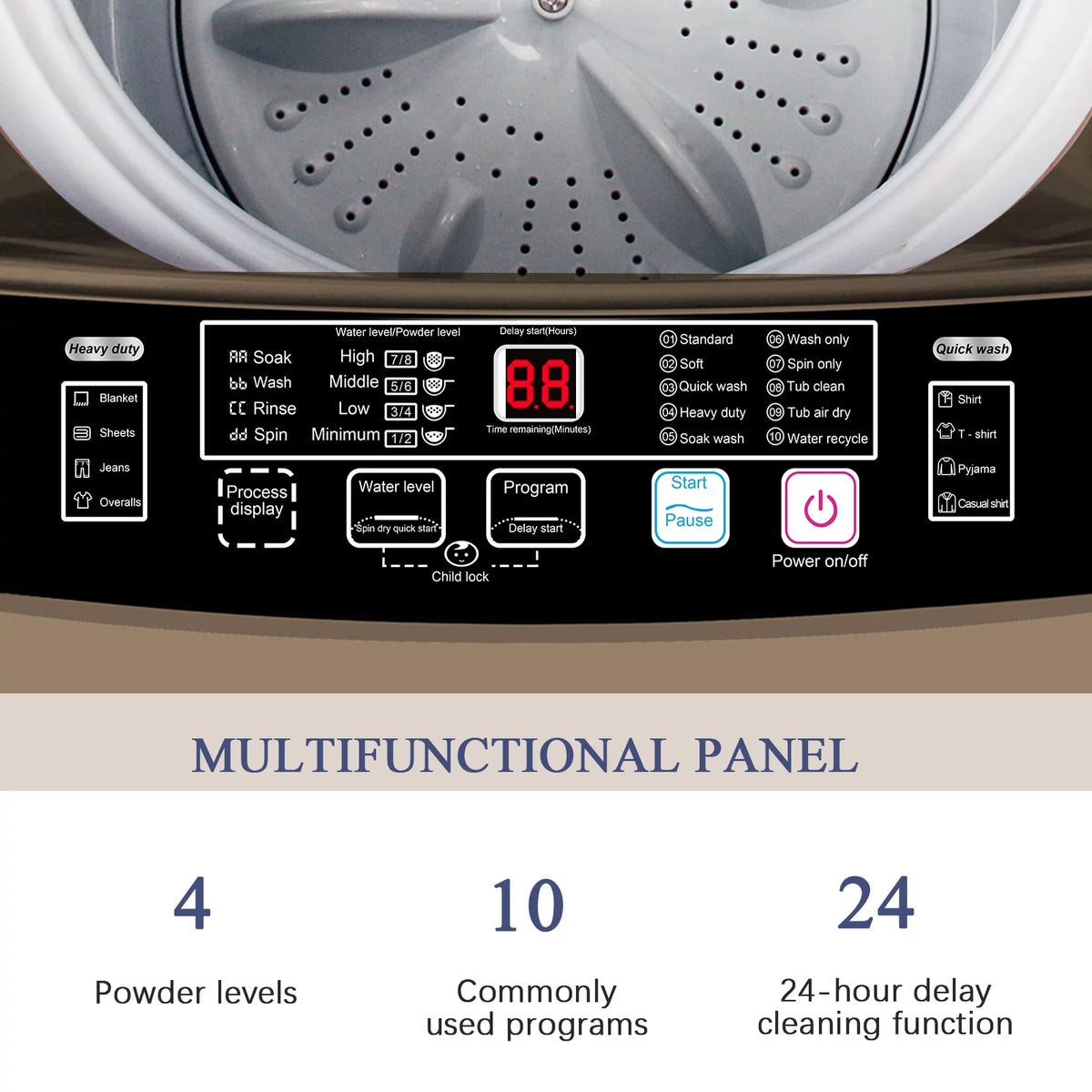 Full Automatic Washer with Drain Pump, 10 Programs F433328