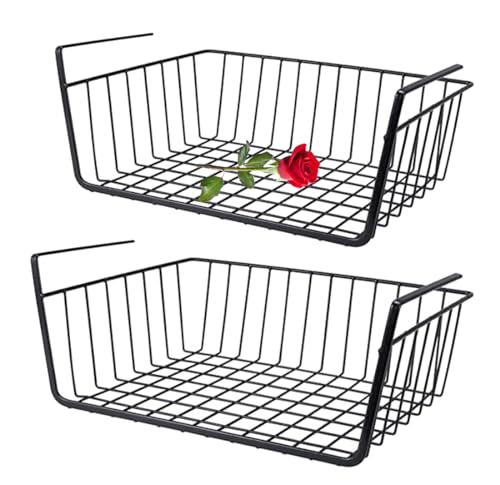 Black 2 Piece Under Shelf Hanging Storage Basket Y534