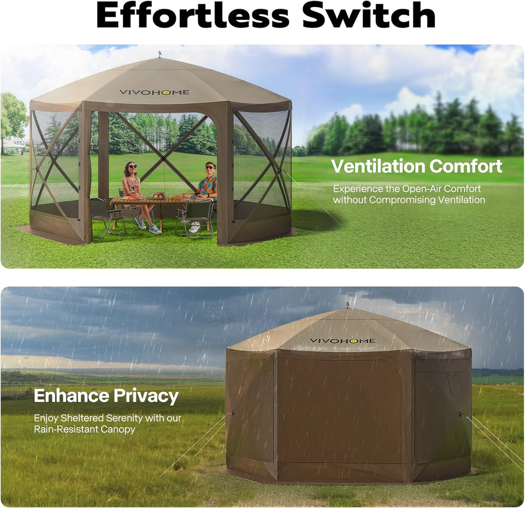 12x12ft Pop-Up Gazebo Screen Tent with Mosquito Netting V462