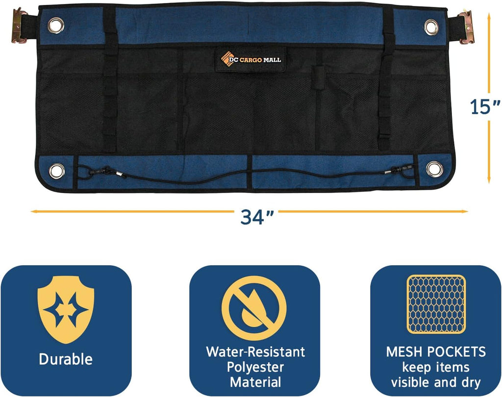 E-Track Hanging Trailer Organizers with Mesh Pockets, 34 in Long x 15 in Tall, 4-Pack M41566