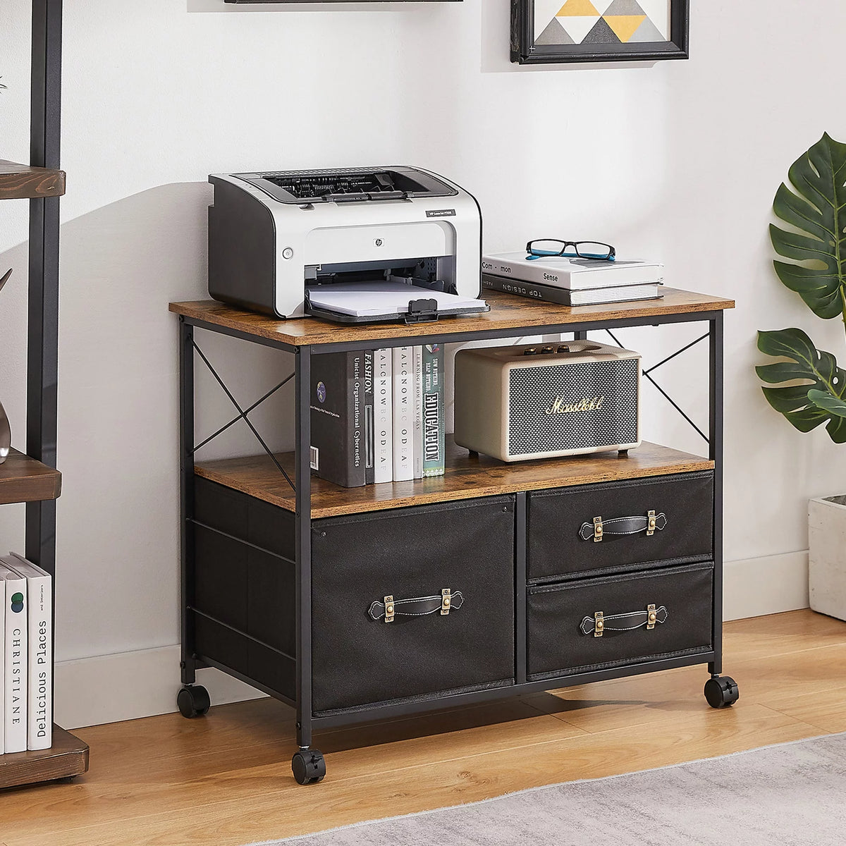 3 Drawer Rolling File Cabinet with Storage Shelf Q52831