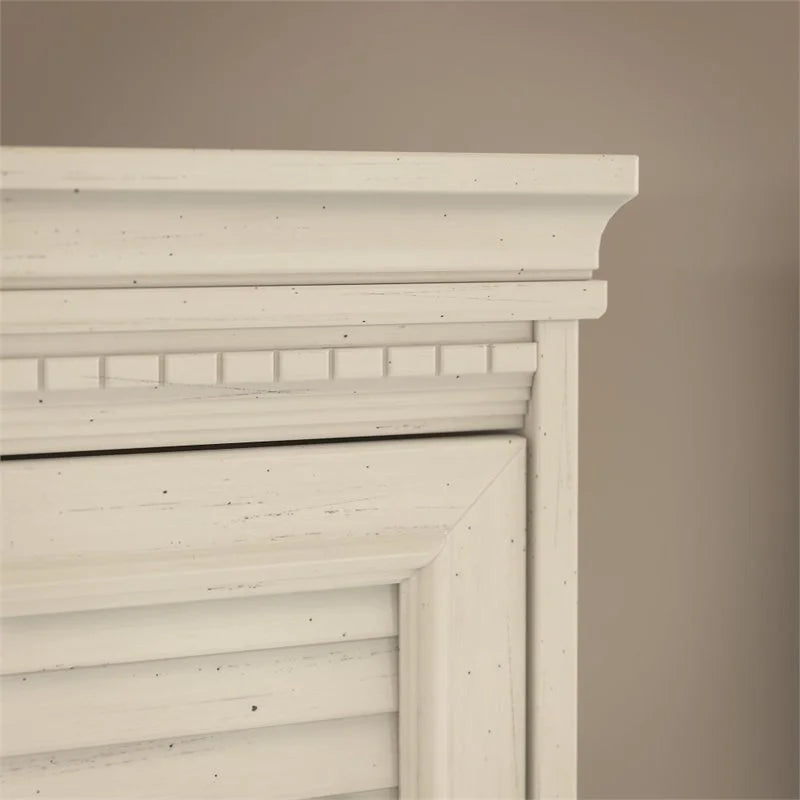 Antique White 5 Pc Engineered Wood Desk with Storage P80446