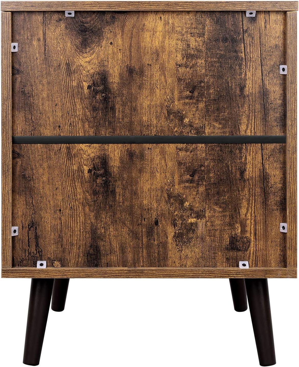 Rustic Brown Nightstand with Open Shelf and Cabinet H5684