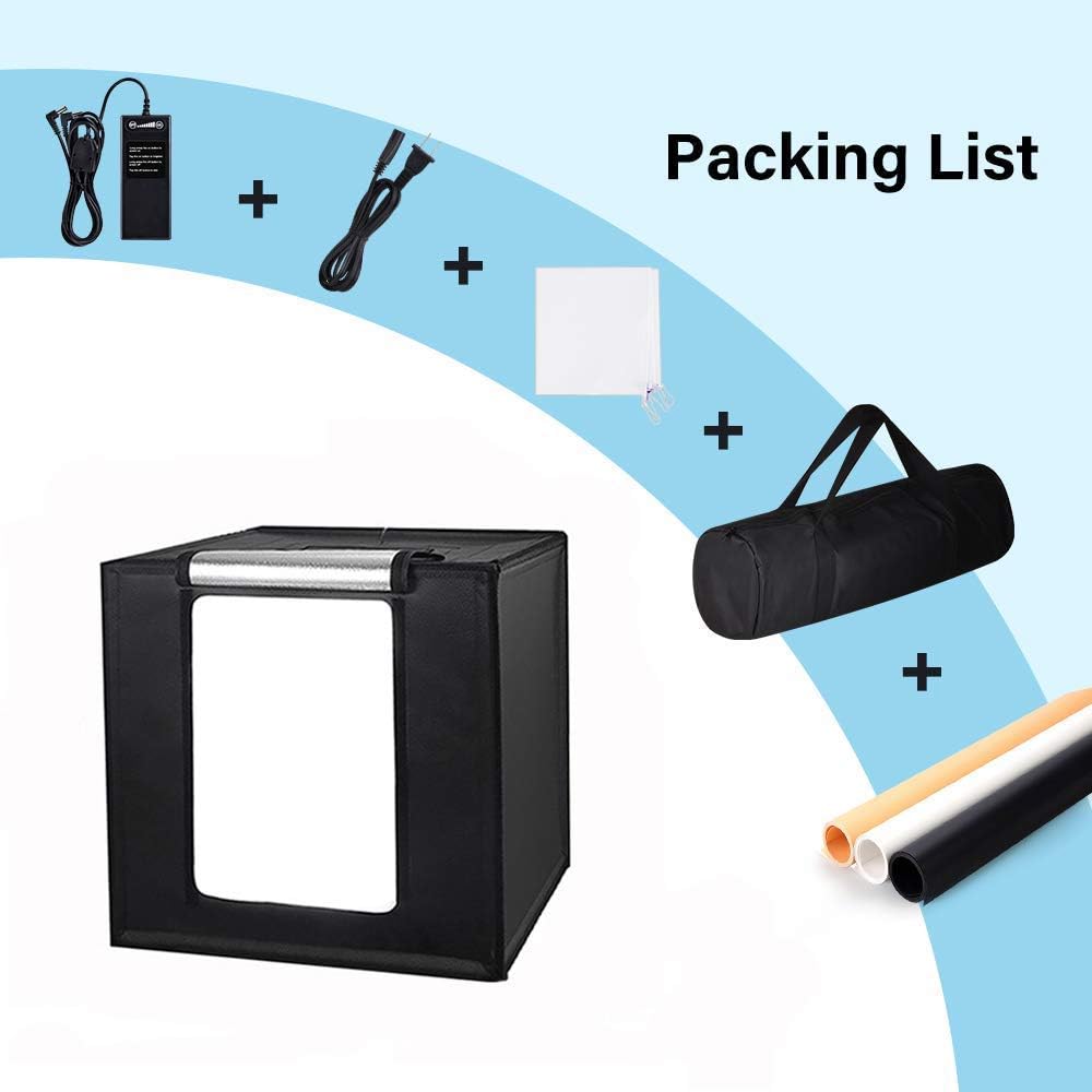 Portable 24 x 24 Inch Photo Studio Light Box with LED Lights and 3 Color Backdrops M9035