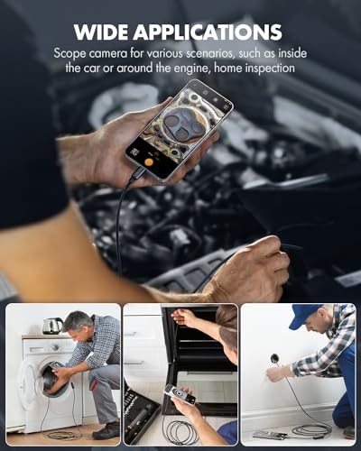 Dual Lens Endoscope Camera with Light, 1080P HD Borescope with 8 LED Lights, USB Endoscope with 16.5ft Semi-Rigid Snake Camera, IP67 Waterproof Inspection Camera S963565