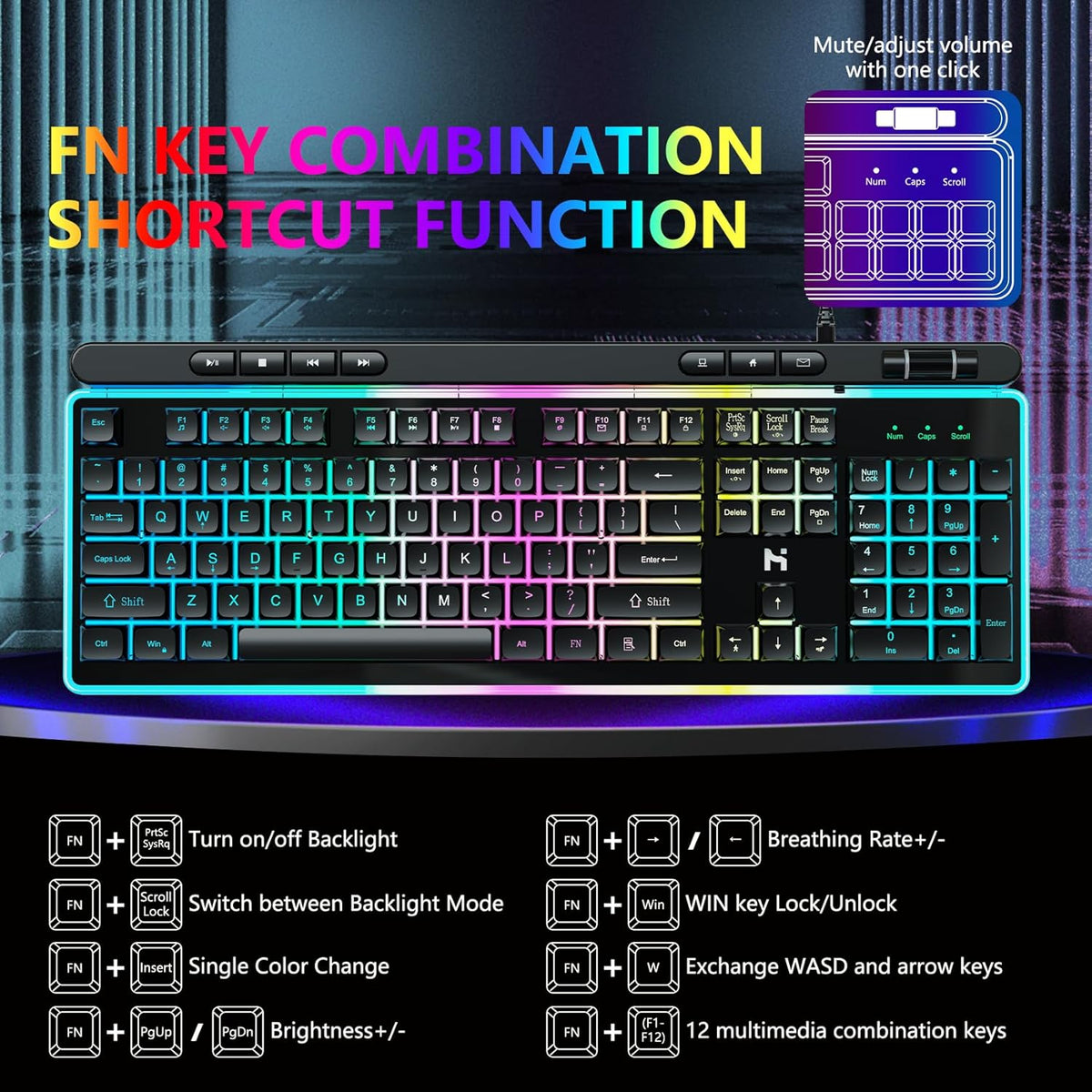 104 Keys RGB Backlit Wired Gaming Keyboard and Mouse Combo N1543