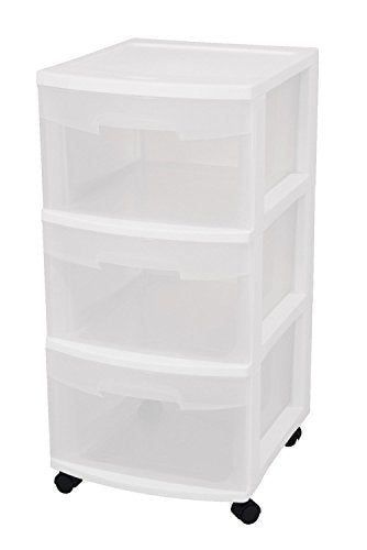 White 3 Drawer Plastic Rolling Storage Cart, 2-Pack H5492