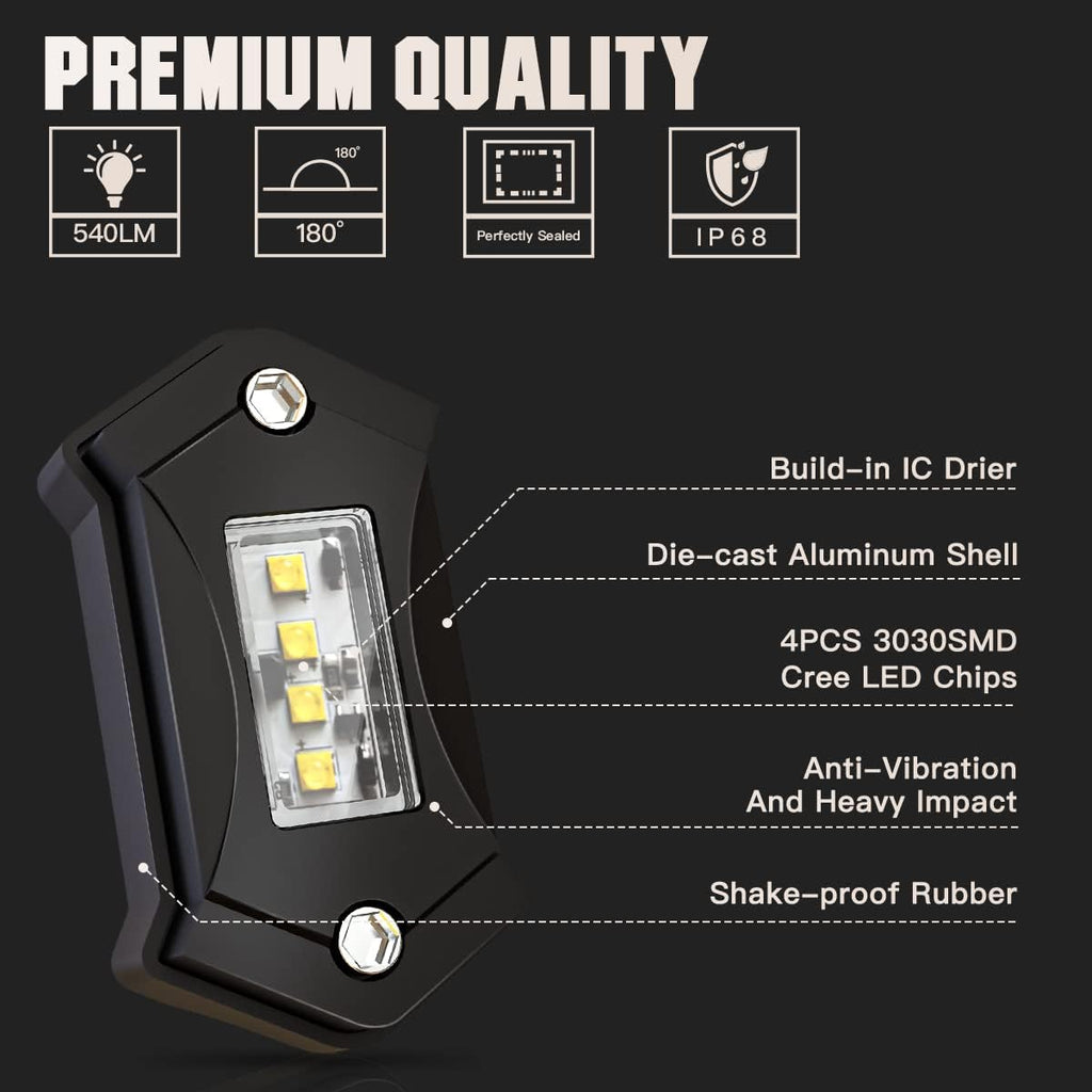 White 12PCS LED Rock Lights O894