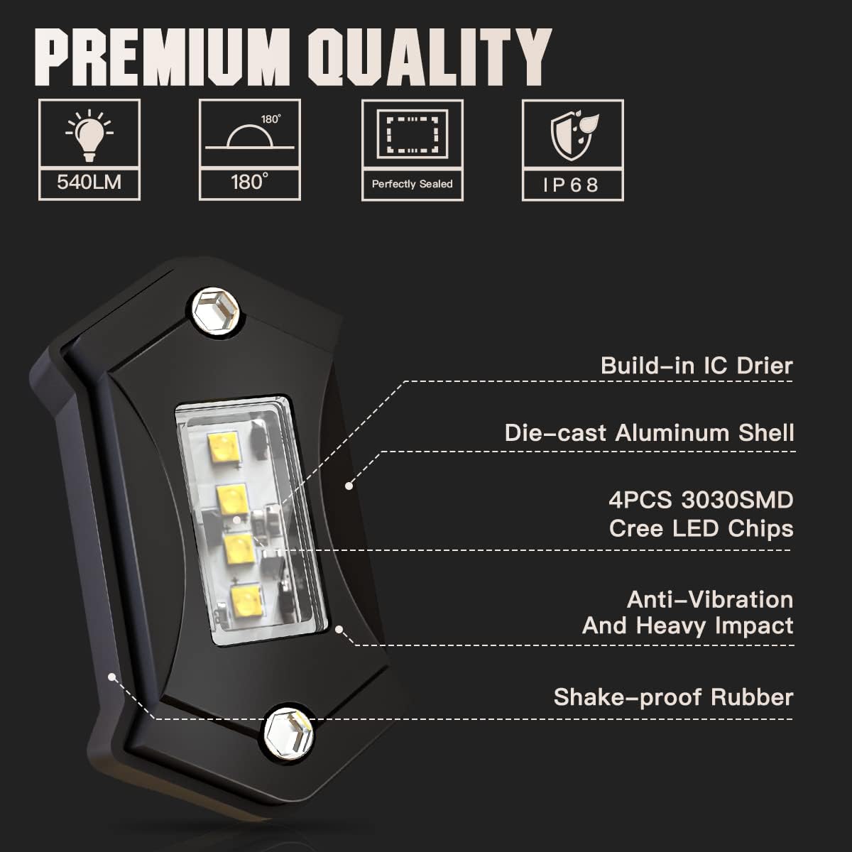 White 12PCS LED Rock Lights O894