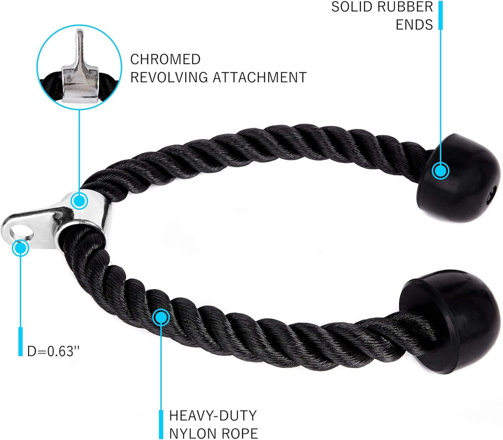 Cable Machine Attachment Set with Tricep Rope, Handles and V Row Handle H72212