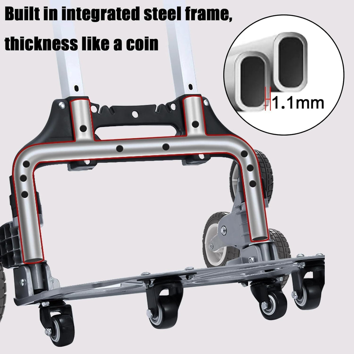 Aluminum Folding Hand Truck with Telescoping Handle and Rubber Wheels F848729