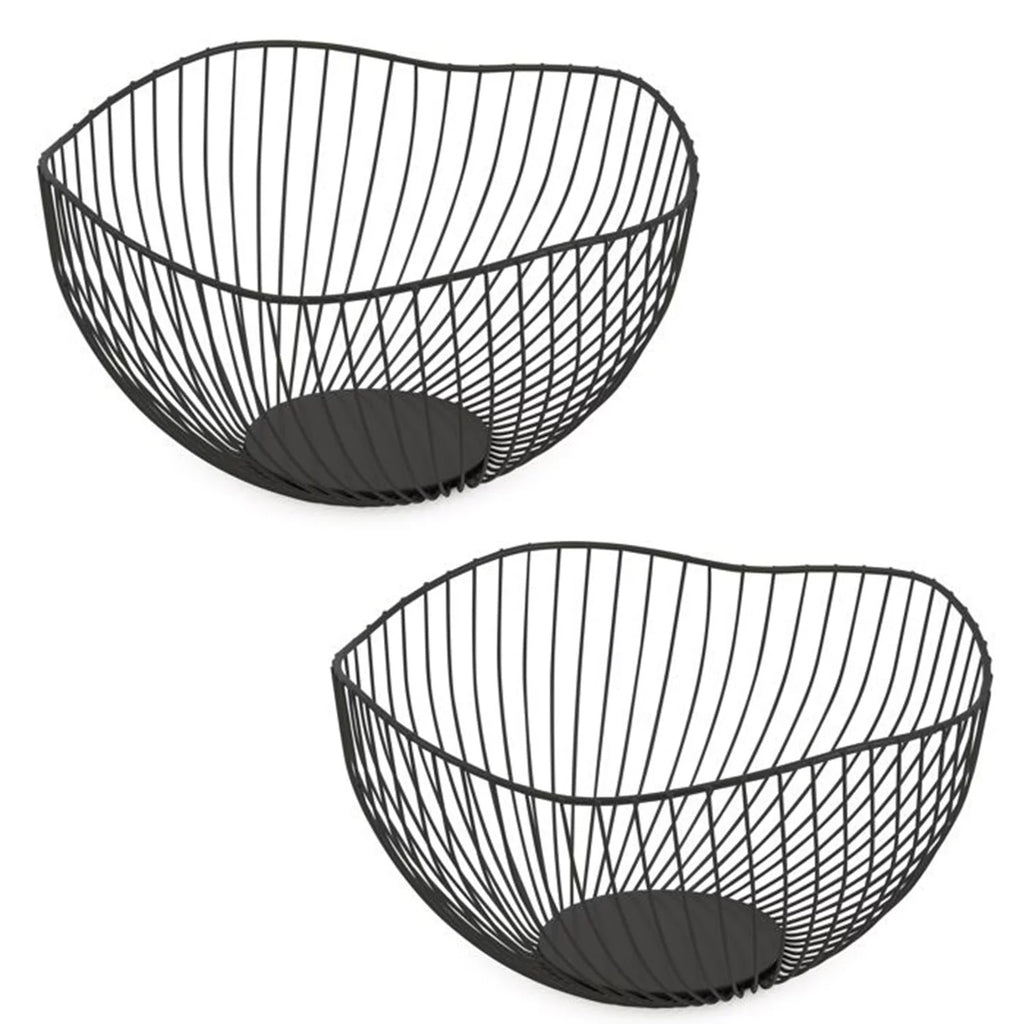 Set of 2 Black Fruit Basket G7653