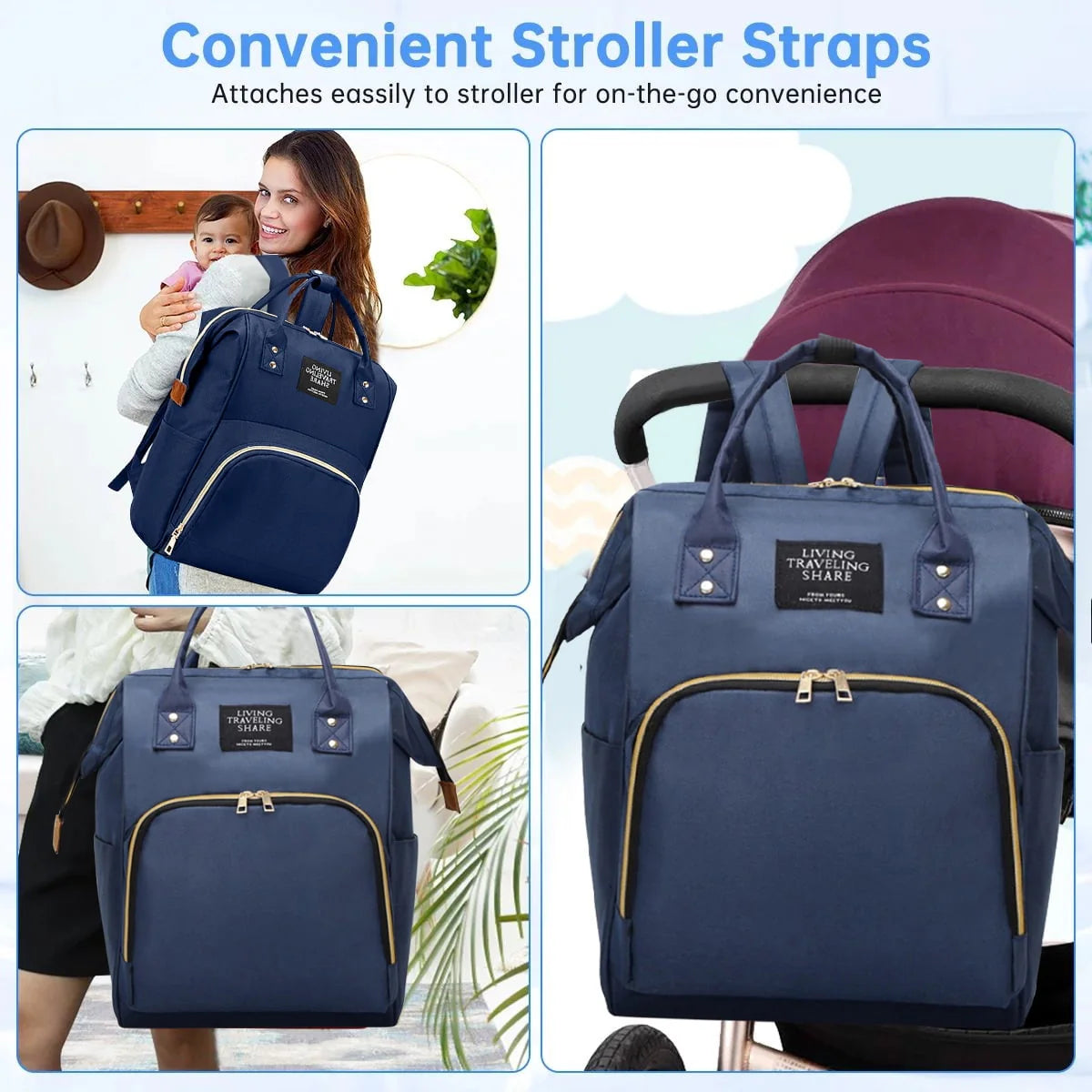 Diaper Bag Backpack with Insulated Pockets I4686