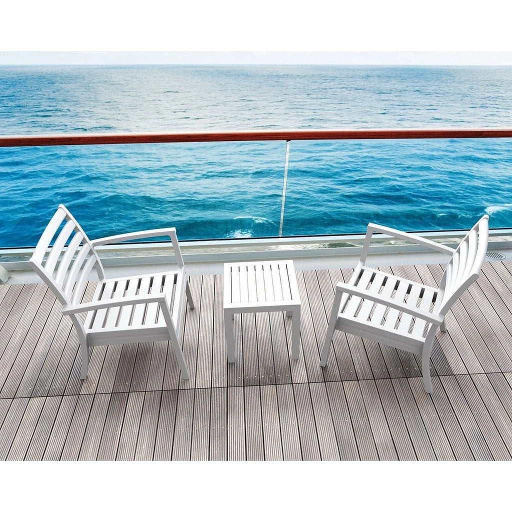 2 Piece White Resin Patio Side Table Set T11709