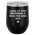 12 oz Double Wall Vacuum Insulated Stainless Steel Stemless Wine Tumbler Travel Mug With Lid C554572