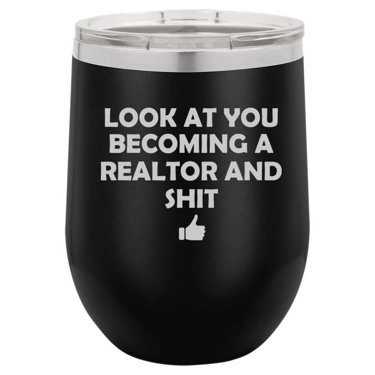 12 oz Double Wall Vacuum Insulated Stainless Steel Stemless Wine Tumbler Travel Mug With Lid C554572