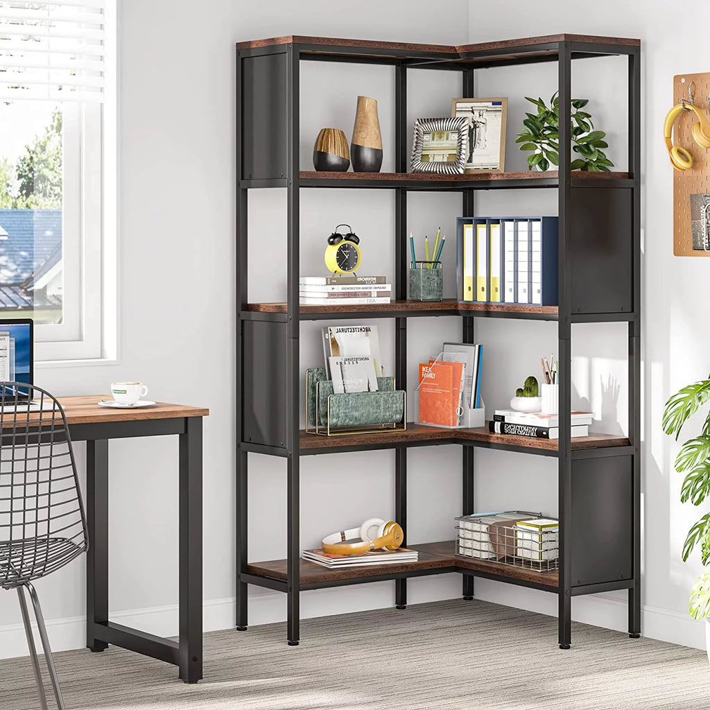 5-Tier L-Shaped Corner Bookshelf F295