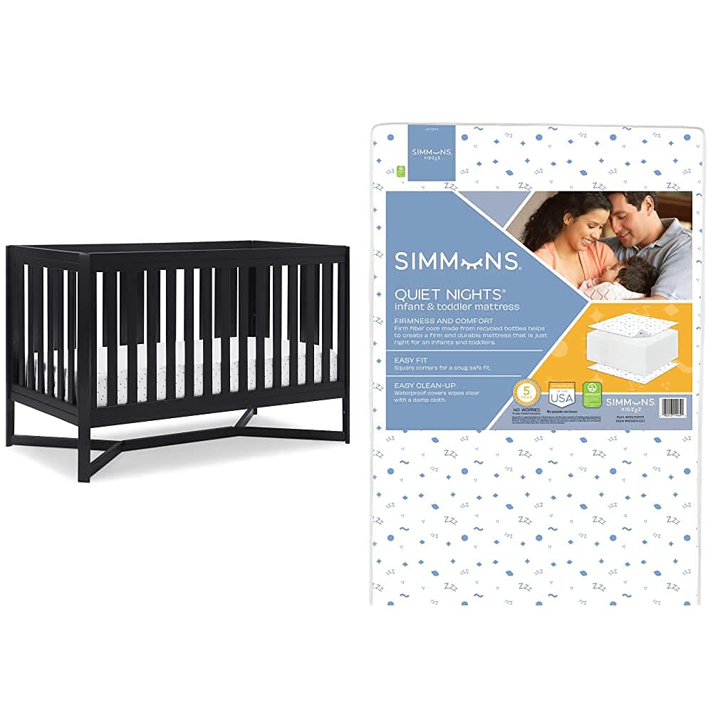 4-in-1 Convertible Crib, White/Grey C5695