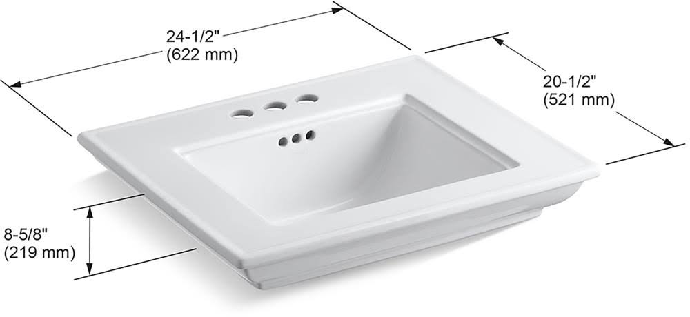 24x22 Bathroom Sink Basin with 4 Centerset Faucet Holes K263