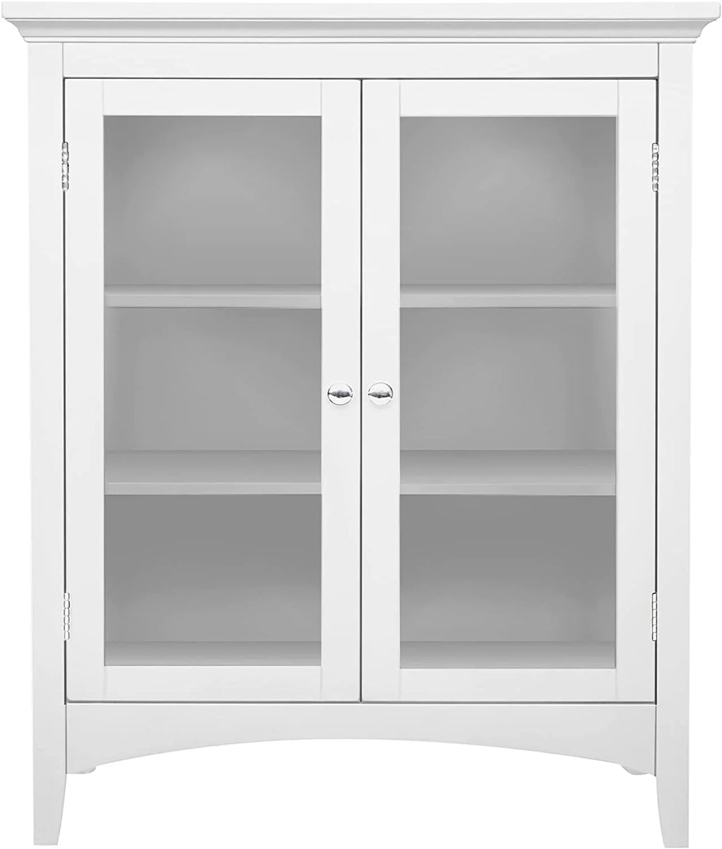 White 2-Door Wooden Floor Cabinet with Adjustable Shelves T569587