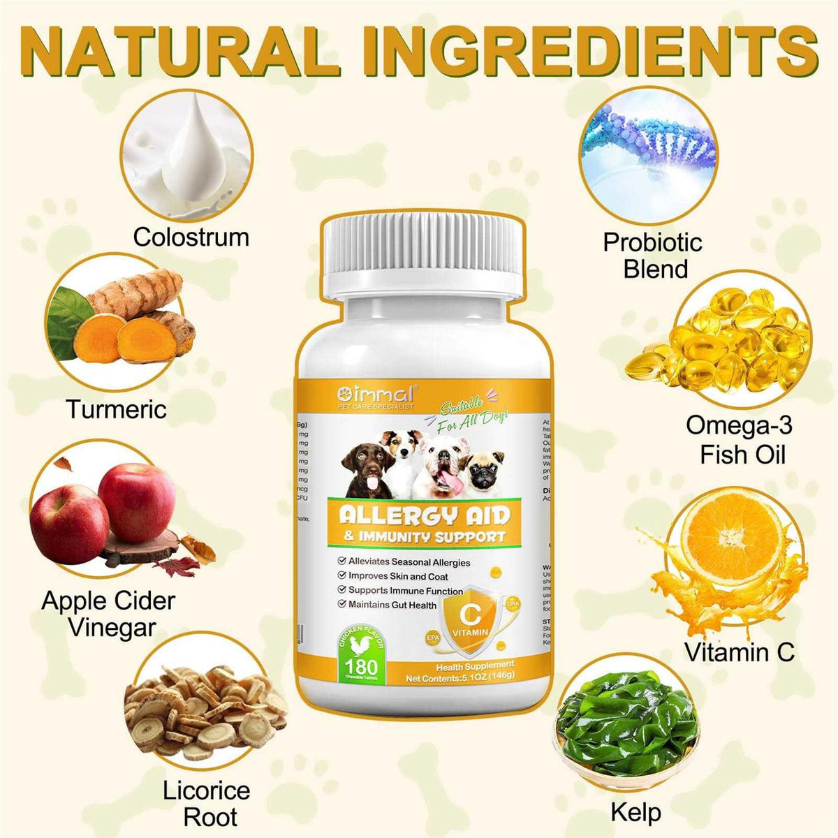 Dog Allergy Relief Omega 3 Fish Oil Pumpkin Enzymes P6448