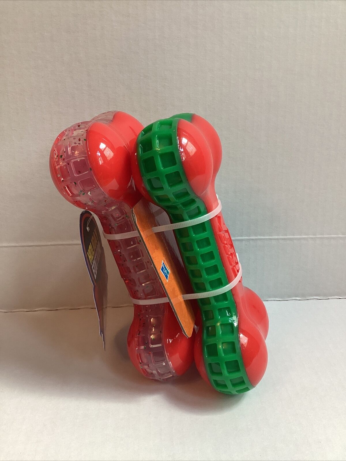 2-Pack Squeak Dog Toy Red/Green X654