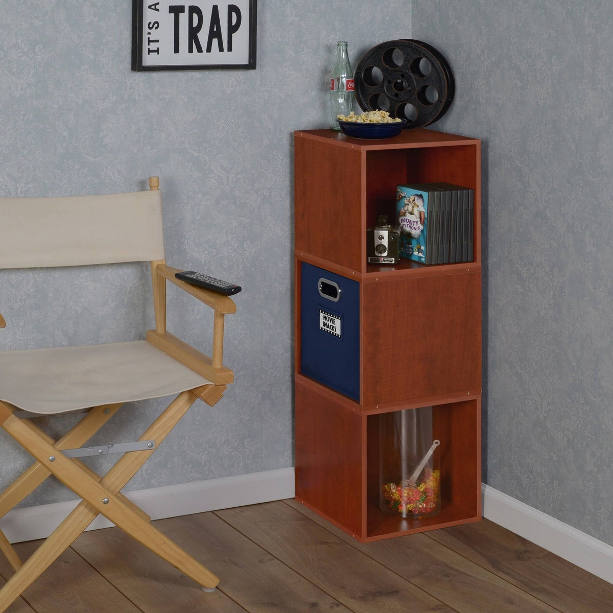 White Wood Grain 4 Cube Storage Set S58883