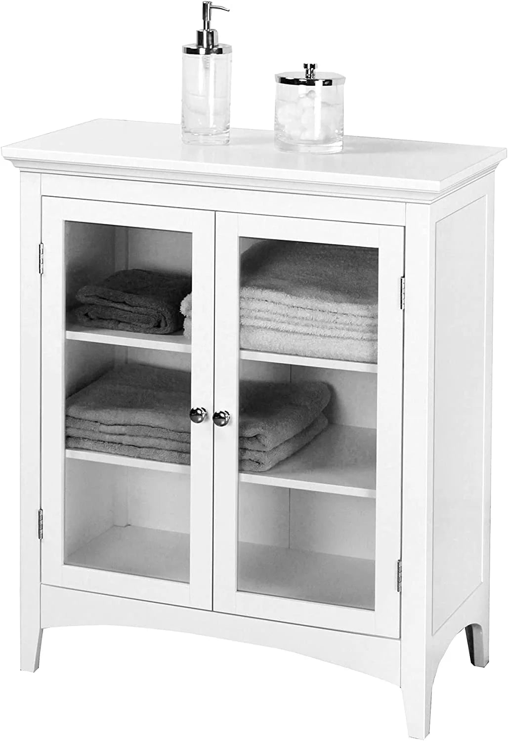 White 2-Door Wooden Floor Cabinet with Adjustable Shelves T569587