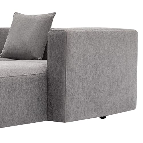 L Shape Curved Sofa with Extra Chaise Lounge, Chenille Upholstery Deep Seat Sectional Couch V17025