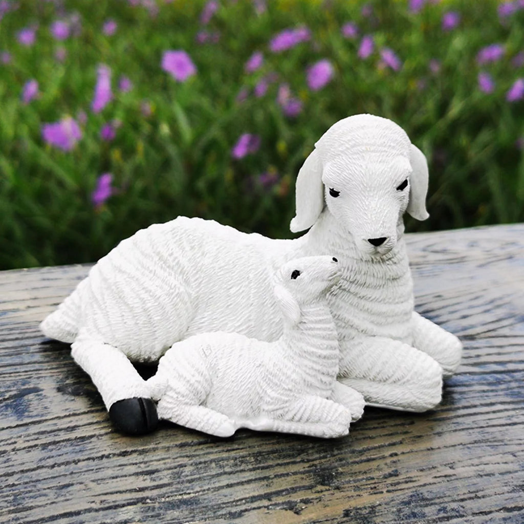 Set of 2 Resin Lamb Figurine Decoration C421368
