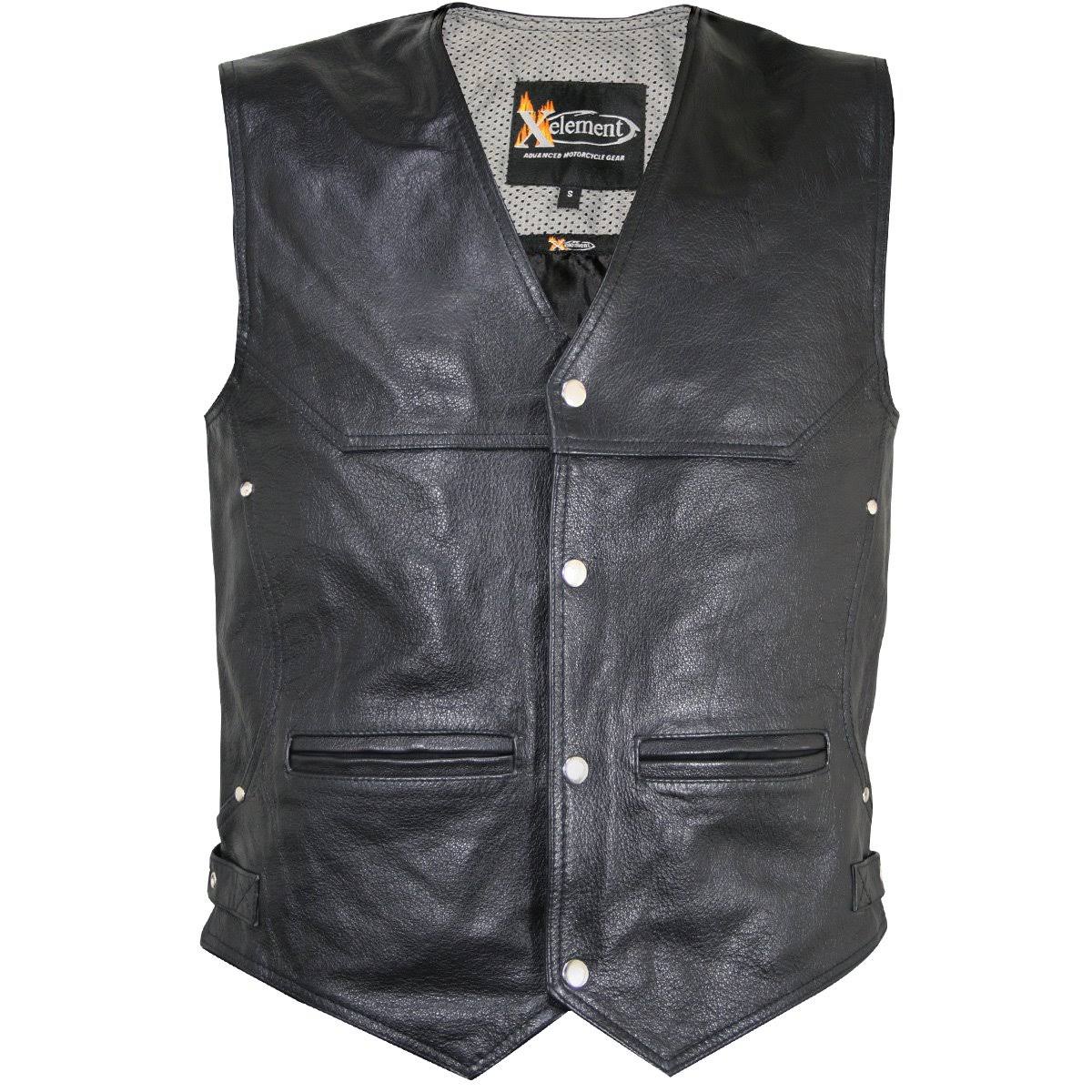 Black Leather Biker Vest T664