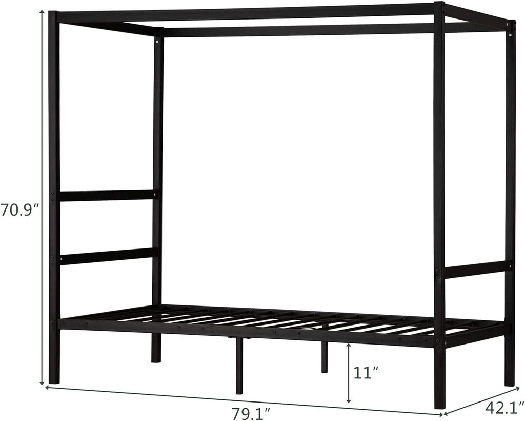 Black Twin Size Canopy Bed Frame D334