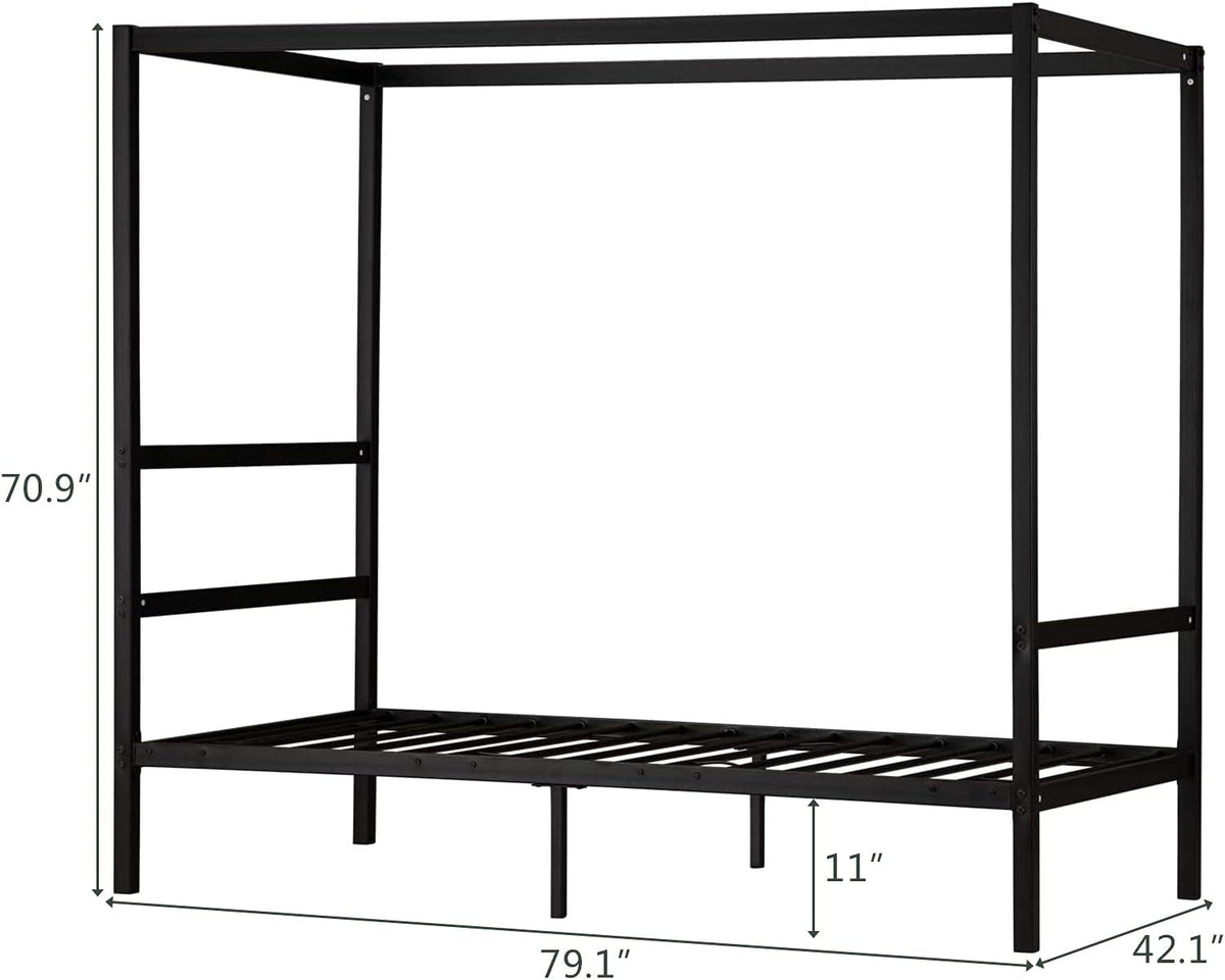 Black Twin Size Canopy Bed Frame D334