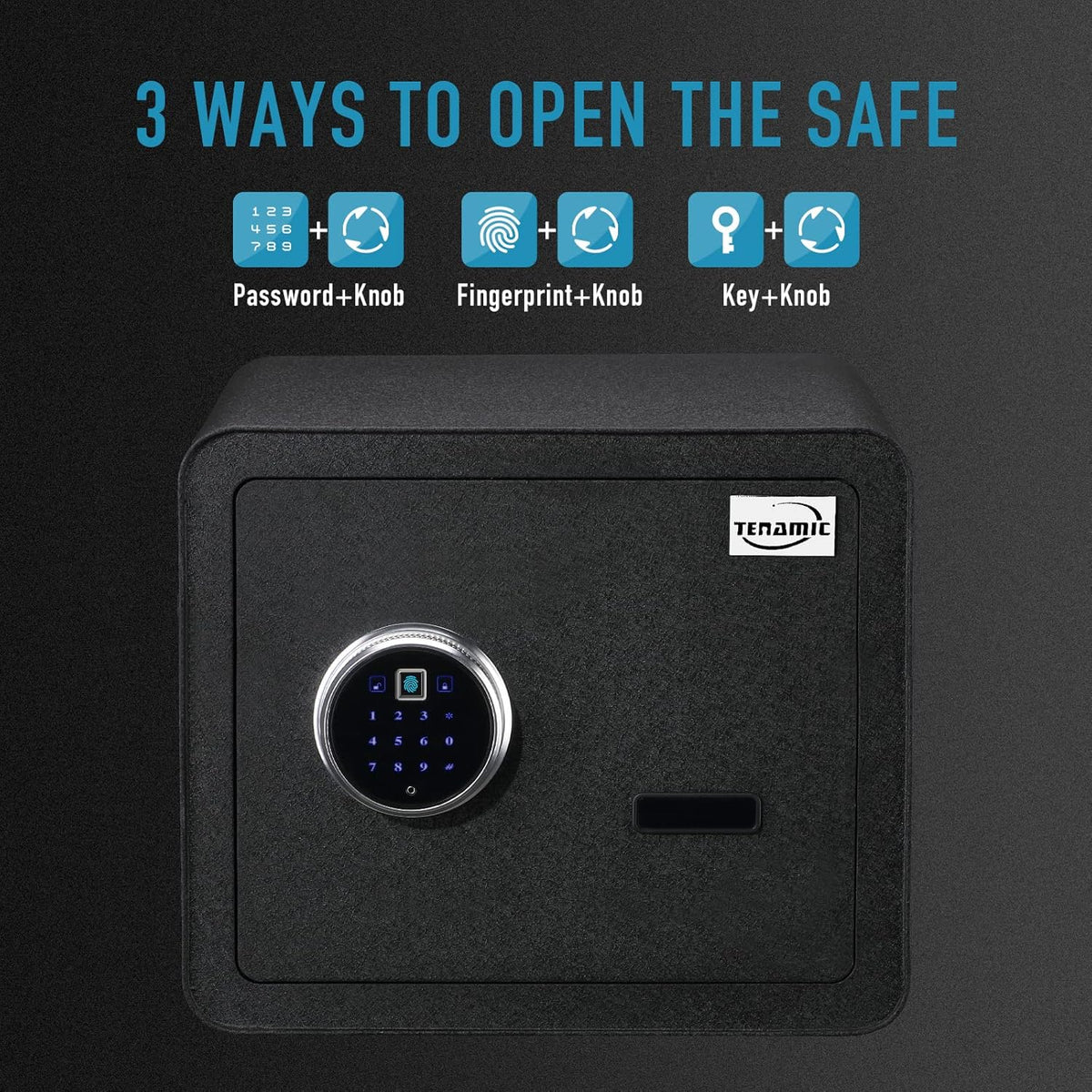 Black Biometric Fingerprint Safe Box with Touch Screen Keypad B745481