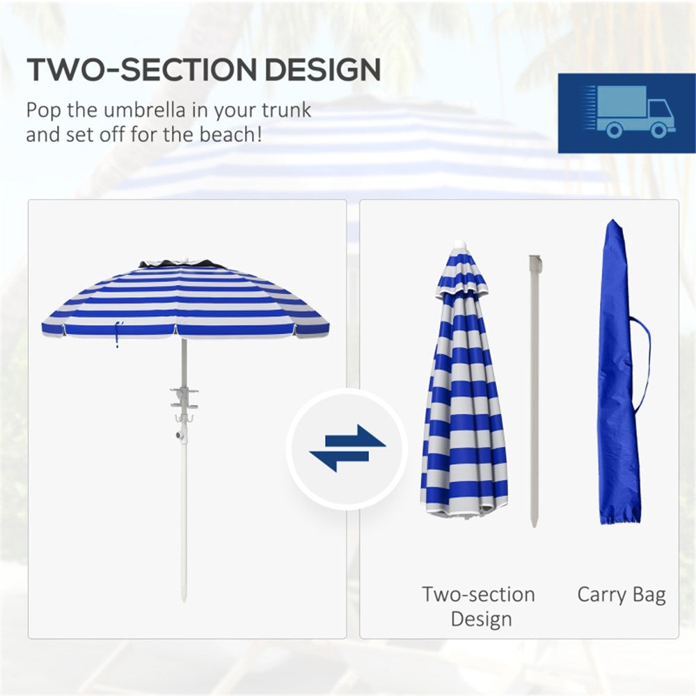 Striped Outdoor Beach Umbrella Parasol H321