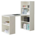 White Computer Writing Workstation Table with Bookshelf X7267