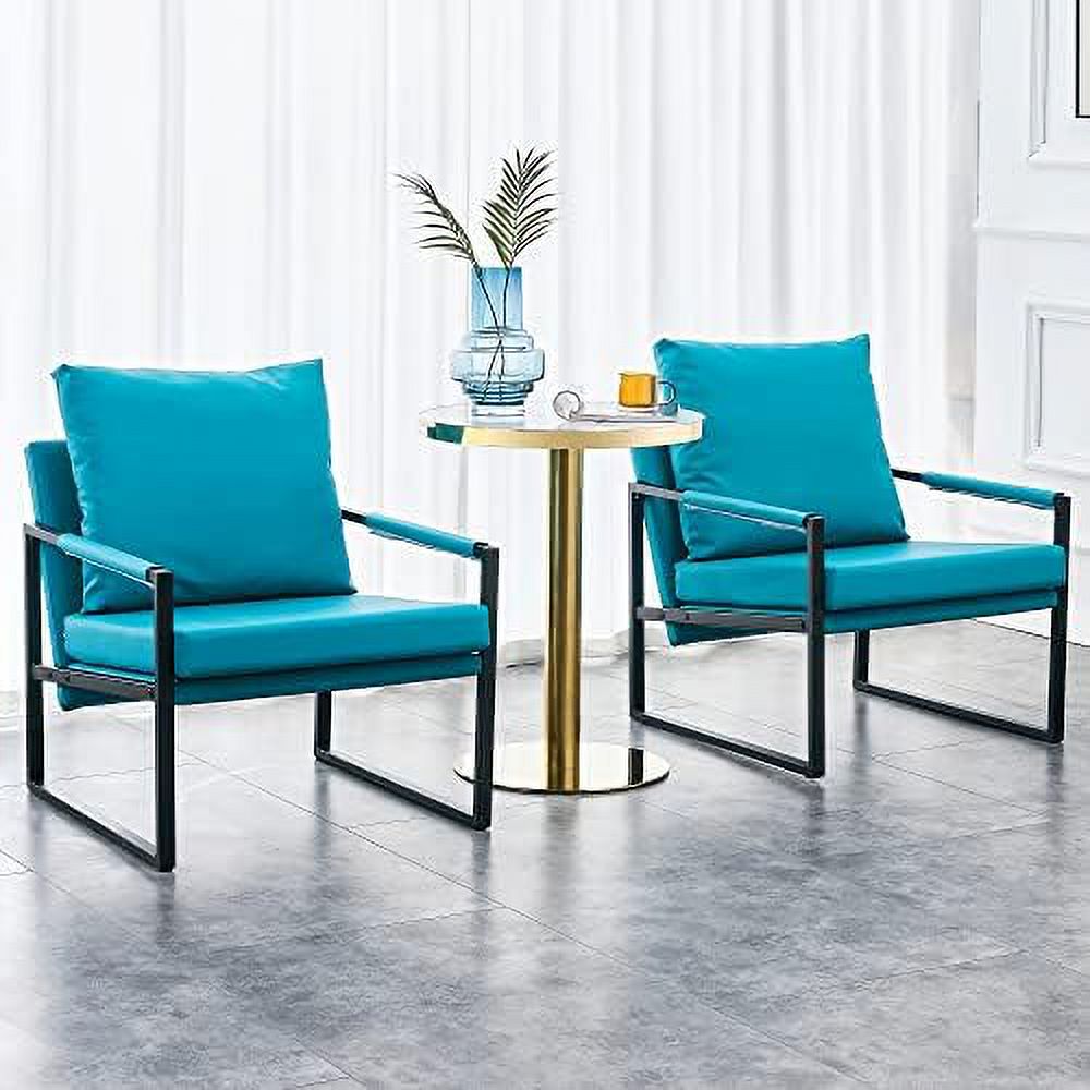 White PU Leather Accent Chair with Metal Frame C608