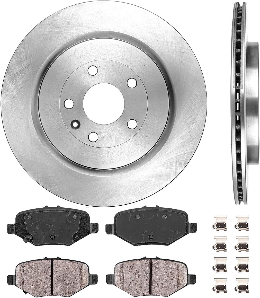 Premium Rear Brake Rotors + Ceramic Pads + Clips Q70952