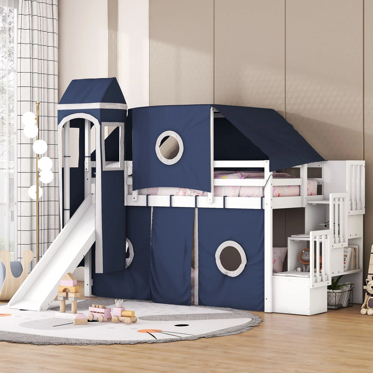 High Loft Bed with Tent and Tower N4966