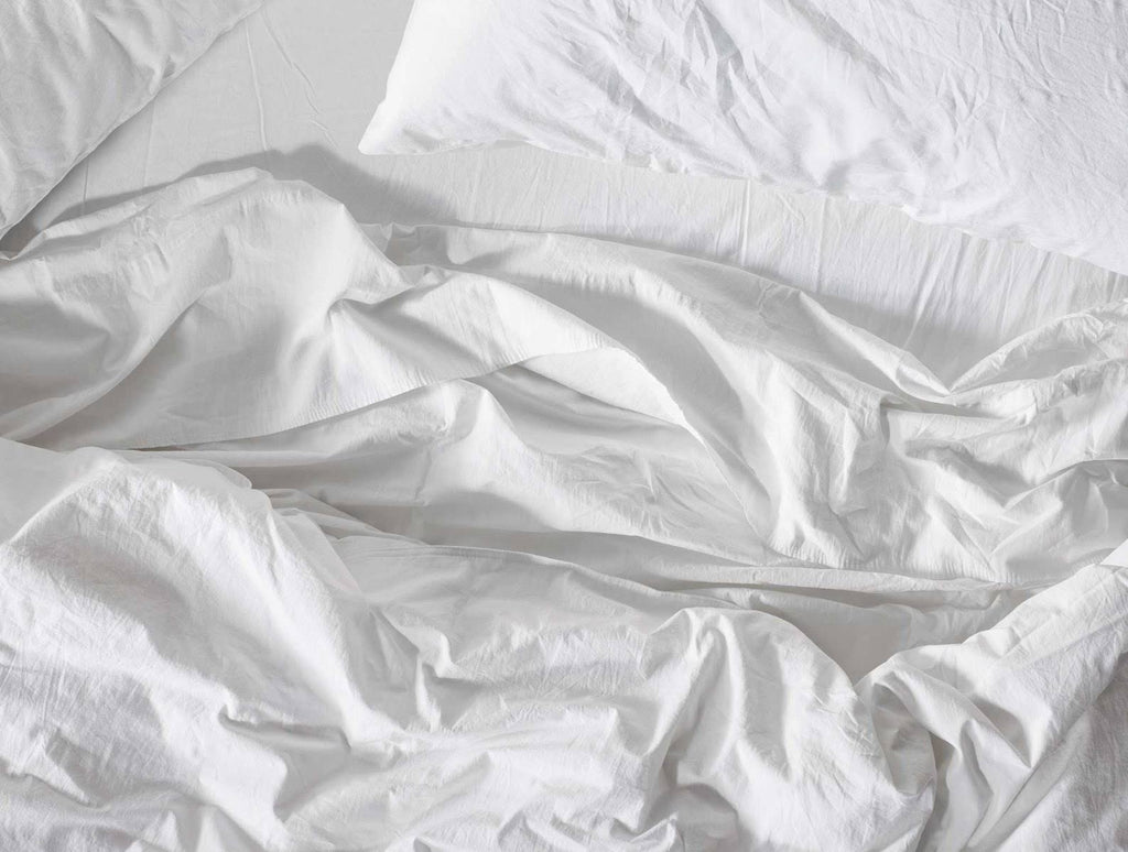 Organic Crinkled Percale Fitted Sheet Twin Steel Blue I368