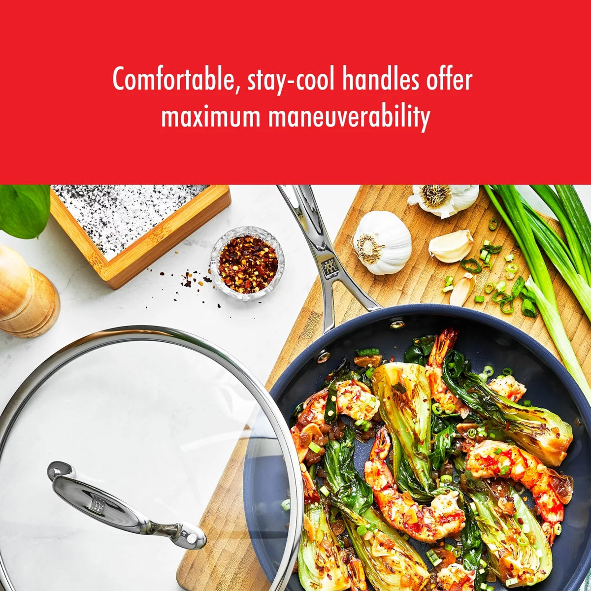 Stainless Steel Ceramic Nonstick Fry Pan with Lid D1274