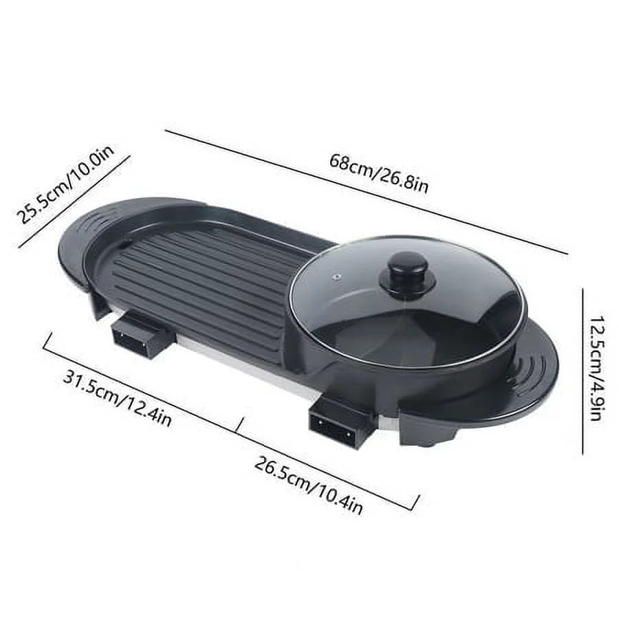 2 In 1 Portable Electric Non-stick Hot Pot Barbecue Grill T94958