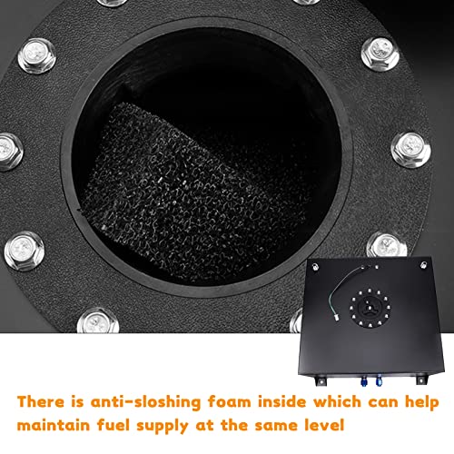 Polished Aluminum Black Universal Fuel Cell Tank with Cap and Level Sender K3442