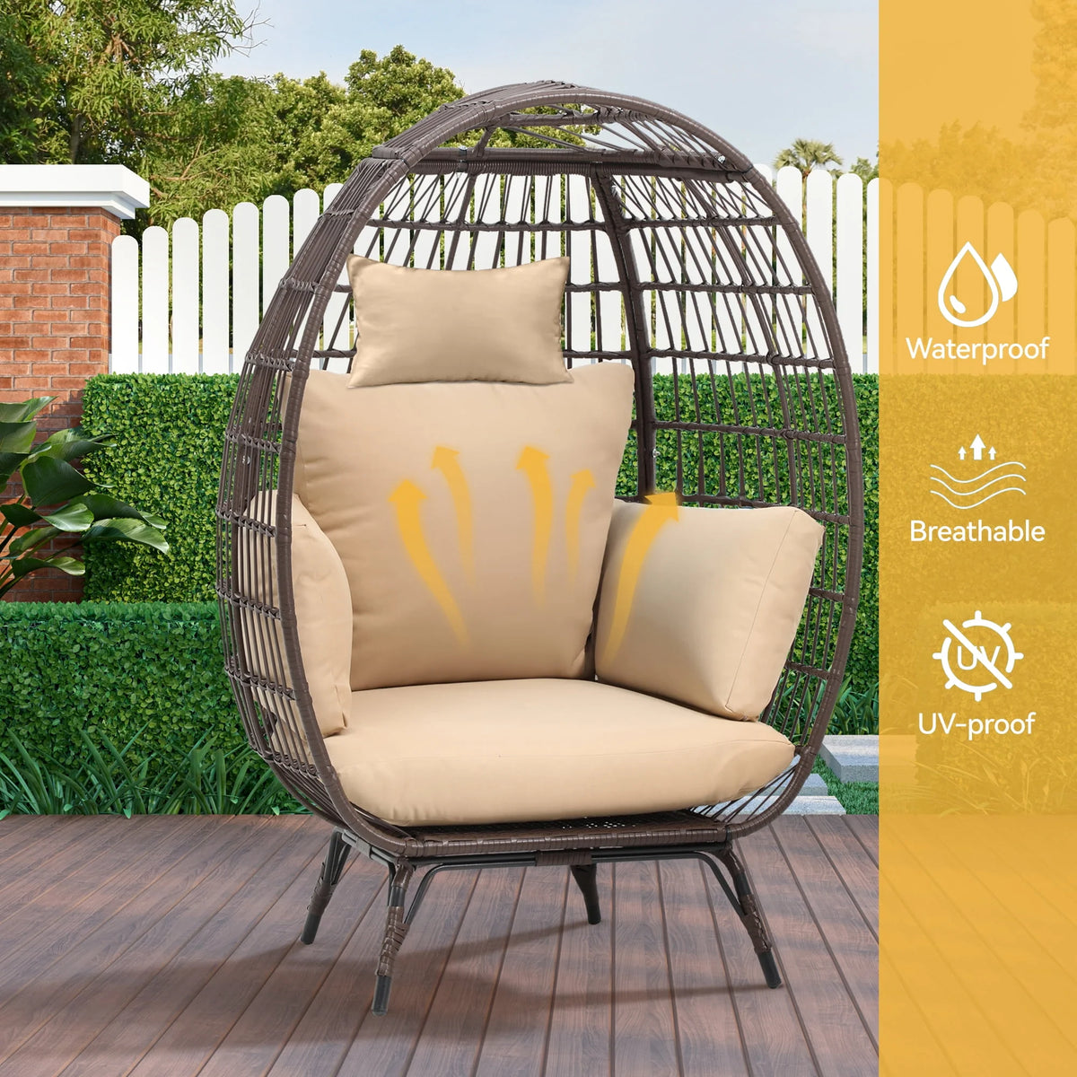 Egg Chair with Cushion Wicker PE Rattan B84379