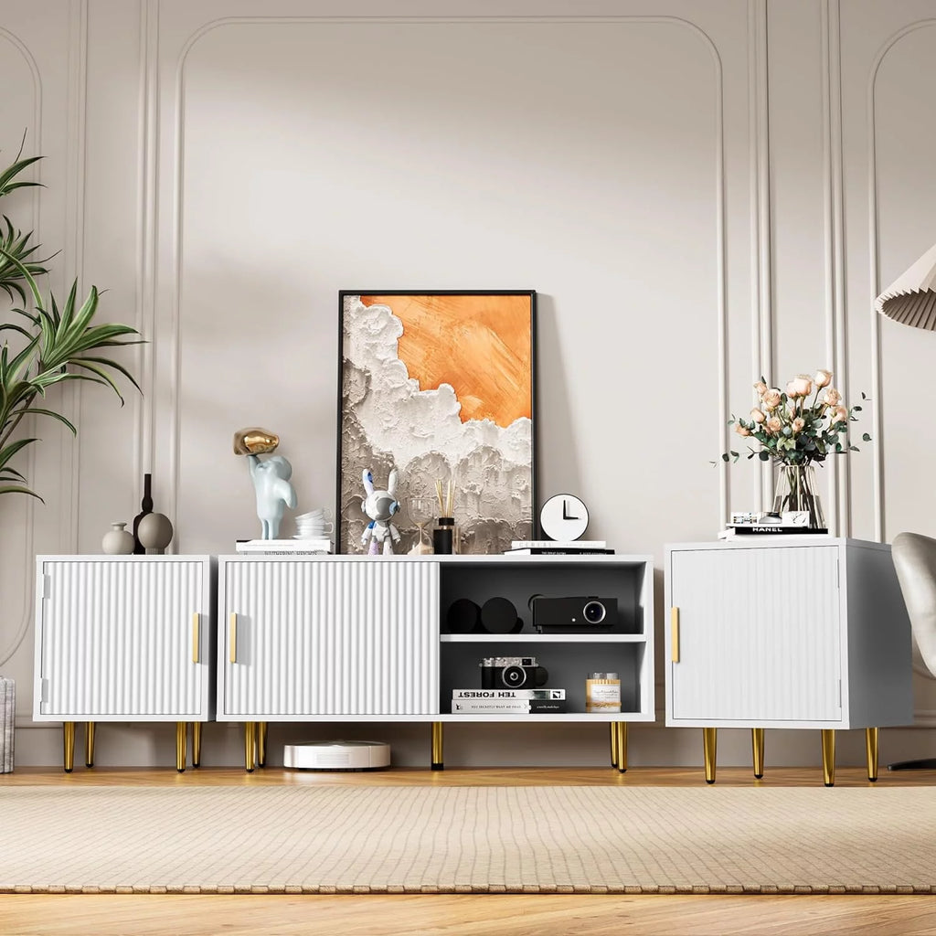 White TV Stand with Storage Cabinet Y652851