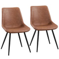 Brown Faux Leather Dining Chairs with Metal Legs Y45912