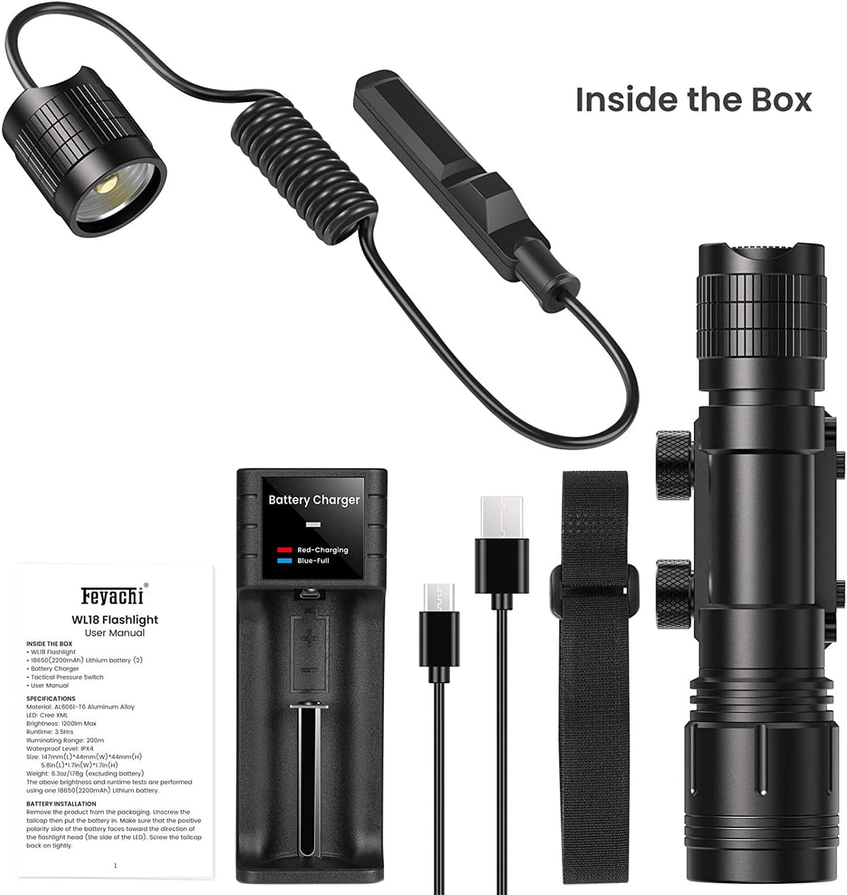 1200 Lumen Rail Mounted LED Tactical Flashlight S93224