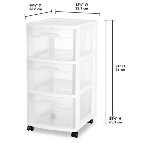 White 3 Drawer Plastic Rolling Storage Cart, 2-Pack H5492