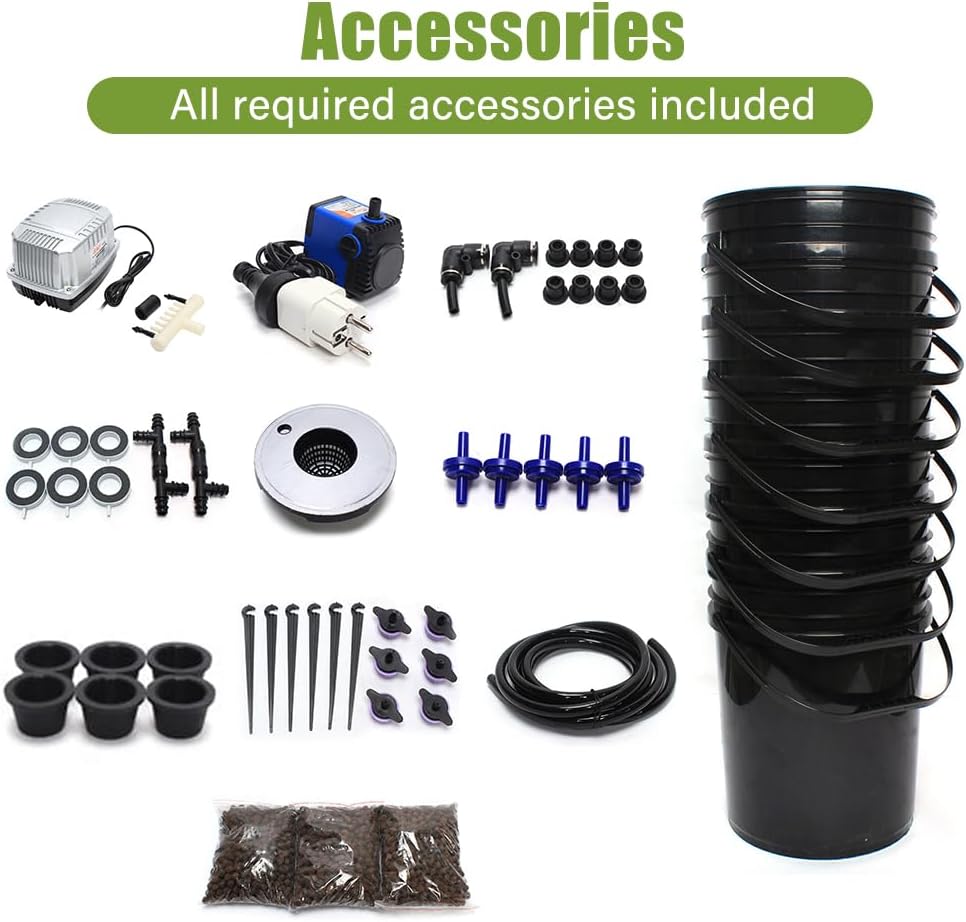 7 Bucket 5 Gallon Hydroponic Growing Kit with Pump K85837