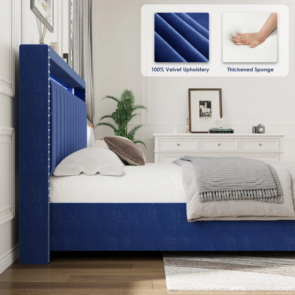 King Size Platform Bed Frame with LED W62572